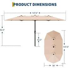 mteryoing 13FT Outdoor Umbrellas For Patio, Double-Sided Rectangular Patio Umbrella Market Umbrella With Base Waterproof And Windproof Fade Resistant Canopy For Deck Pool Garden Backyard - Màu be - Xem 5