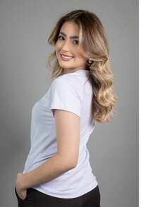 Kit 2 Women's Blouses Baby Look Basic T-Shirt 100% Premium Cotton Traditional Plain T-Shirt - 黑/白 - 查看 3