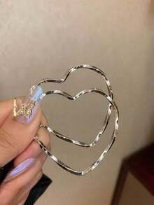 Pair Fashion Heart Shaped Twist Design Earrings, Elegant Casual Style For Women Valentines,Mom,Mother,Mother's Day,Gift - 金子 - 查看 7