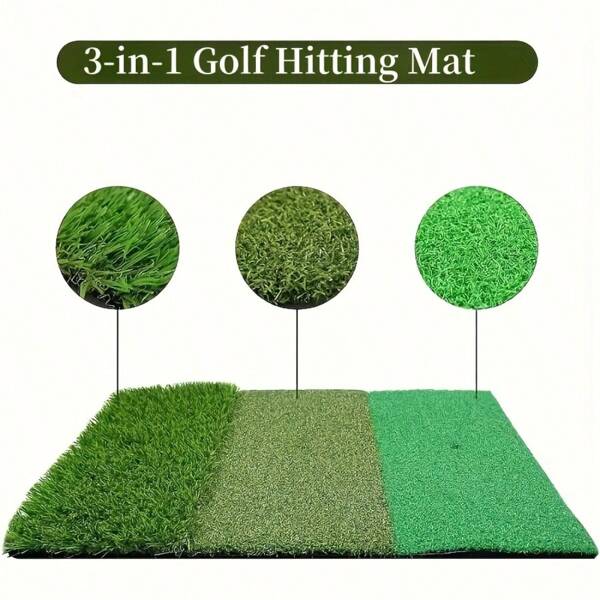 1 Stück 3-in-1 Golf Übungsmatte (realistischer Rasenboden, Sandkasten-Kanten) - tragbare Indoor/Outdoor Abschlagfläche, rutschfeste EVA-Basis, strapazierfähige Nylon-Rasenfläche, geeignet für Pitchen, Schwingen, Garten, Reisen, Heimgebrauch, stabile Trainingsfläche, kompaktes Design, hochwertige Materialien, ideal für Amateurgolfer