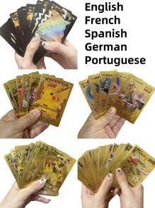 pokemon 55pcs/Box Rainbow Gold Silver Black English Cards Anime Pikachu Charizard Eevee Battle Game Collection Toys Gifts