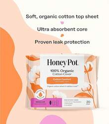 The Honey Pot Company - Non-Herbal Everyday Panty Liners For Women - Organic Cotton Cover & Ultra-Absorbent Pulp Core - Sanitary Pads - Feminine Care - FSA & HSA Eligible - 30 Ct - Non-Herbal Regular Flow - 查看 4