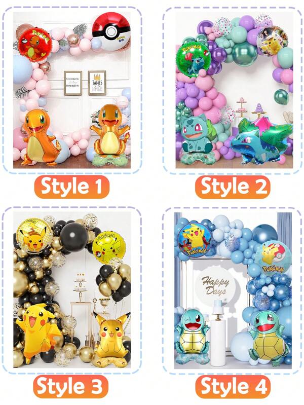 pokemon Pokemon Pikachu Arch Balloon Theme Set, Birthday Theme Balloon Set, Party Event Decoration, Wedding Birthday Decoration, Wedding Ceremony Decoration, Balloon Chain, Party Supplies, Party Balloons