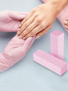 5件套指甲锉粉色海绵豆腐块美甲工具高弹性四面抛光打磨锉指甲锉工具