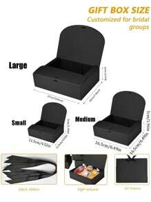 FZZ Black Covered Gift Box, Groomsman Proposal Box, Luxury Black Gift Box (With Ribbon), Suitable For Weddings, Birthdays, Parties, Bridesmaids, Graduations, Valentine's Day, Mother's Day, Father's Day And Various Occasions