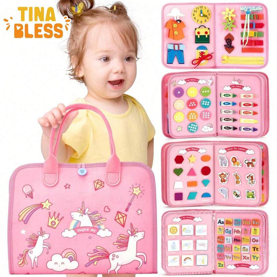Tinabless 1 件蒙特梭利玩具，适合 3 岁女孩生日礼物，学龄前学习活动，益智幼儿复活节篮子填充玩具，适合 3-4 岁女孩的旅行玩具，适合两岁儿童的礼物 - 彩色 - 查看 1