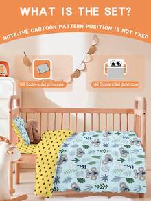 Thiết kế họa tiết 1/2PCS, có hình ảnh chú gấu túi dễ thương và cây cối làm chủ đạo Bộ chăn ga gối đệm cho bé (1 vỏ gối + 1 vỏ chăn) Không kèm ruột - Nhiều màu - Xem 2