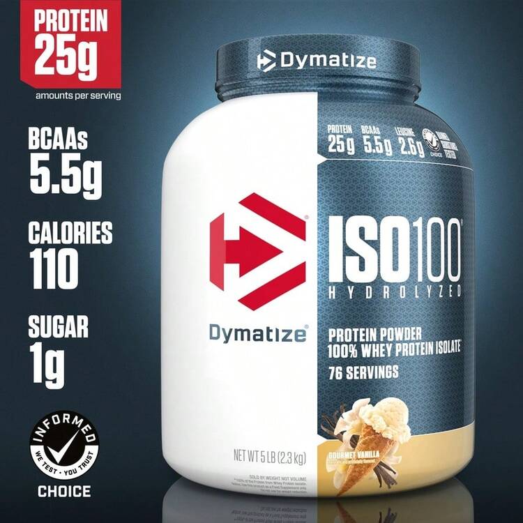 ISO100 Hydrolyzed Whey Isolate Protein Powder, Gourmet Vanilla, 5 Lb - Multicolor - View 2