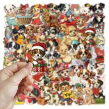 50 张/包可爱复古美式小狗复古浪漫美学涂鸦贴纸，可爱卡通透明趣味美学贴纸包，适用于剪贴簿、密封、文具、卡片、信封、吉他、乐器、装饰、节日、礼物、青少年派对用品、奖励、激励、新年、冬季