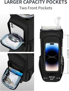 Water Bottle Carrier Bag With Phone Pocket For 30oz 40oz Tumbler With Handle Accessories Insulated Water Bottle Holder Pouch With Strap Water Bottle Sling Bag Crossbody With Straw Cover - Black - View 5