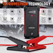 Avviatore per auto P100, pacco batteria al litio da 3000 A di picco per motori fino a 10,0 l a benzina o 8,0 l, pacco batteria portatile sicuro da 12 V con schermo e luce a LED.