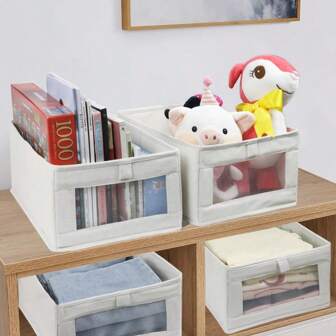 1pc Non-Woven Fabric Closet Shelf Organizer With Storage Space, Foldable Shelving Unit With Visible Window For Storing And Organizing Jeans, Shirts, Toys, Bedding, Storage Box For Women Storage Organizer Travel Essentials Back To School Dormitory Storage