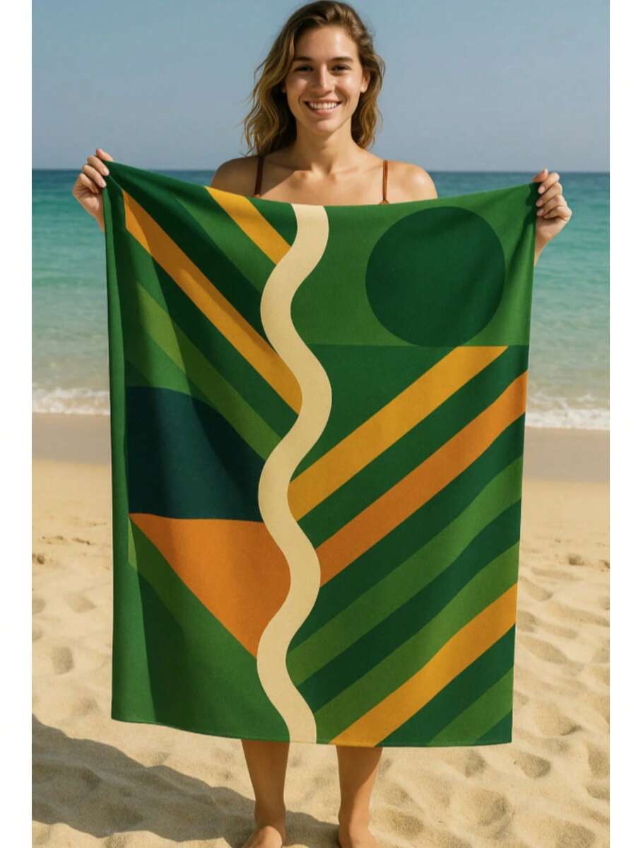 Beach Towel – 100% Microfiber Polyester – 75x150 Cm – Lightweight & Quick Dry – Made In Turkey - Beige - View 1