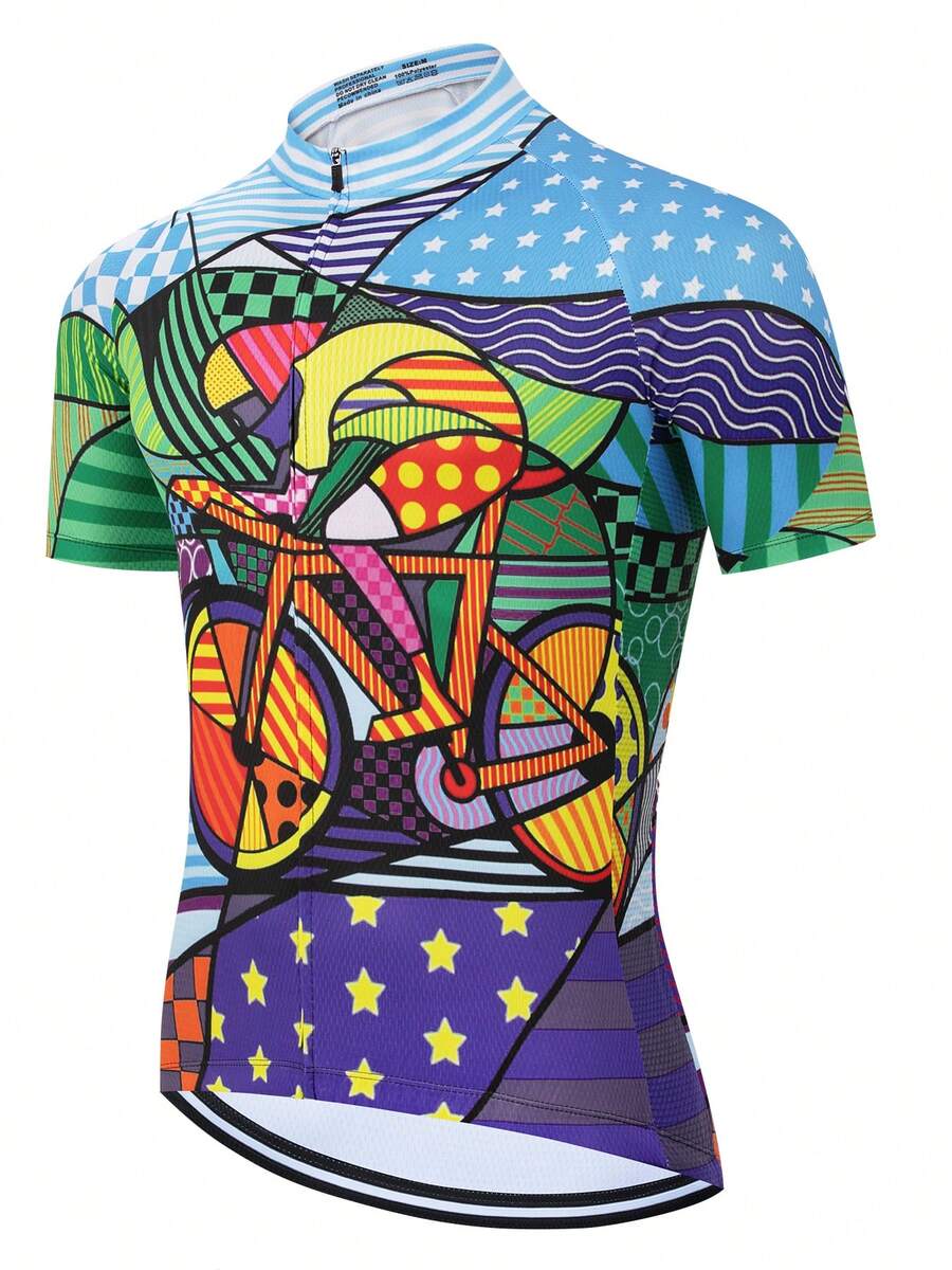 TELEYI Men's Cycling Jersey Short Sleeve Cycling Clothing Breathable Bicycle Jersey With 3 Back Pockets #NEVER UNDERESTIAMTE AN OLD MAN - Multicolor - View 1