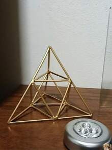 DECORATIVE IRON PYRAMID SCULPTURE - Gold - View 2