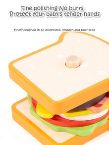 Children's Simulated Wooden Pretend Burger, Sandwich Set Column Matching, Educational Food Assembly Toys, Early Education Interactive Kitchen Pretend Toys Fun Stacking Toys That Simulate Food