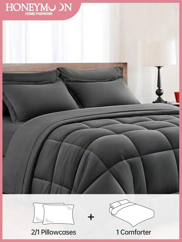 2/3 Piecesset Of Thick Quilts For All Seasons, Fluffy And Warm Bedding Quilt, Large And Extra-Large Quilted Quilt Three Pieces Set, High-Quality Full Polyester Fiber Filling, Lightweight Breathable Quilted Quilt, Queen King Size Quilt Core, Machine Washable Bedding Quilt With Label, Includes Two Pillowcases, Does Not Include Pillow Cores,For Home Bedding And School Bedding Dorm Essentials