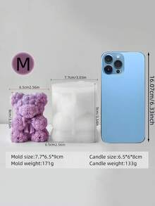 1 件 3D 心形玫瑰泰迪熊硅胶蜡烛模具 - DIY 情人节浪漫礼物，用于香薰蜡烛树脂工艺品婚礼家居装饰 - 白色 - 查看 12