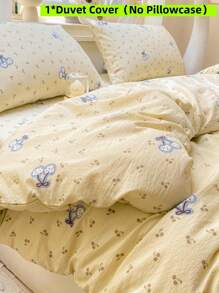 1pc Elegant Yellow Cherry Blossom Comforter Cover, 100% Polyester, Ultra-Soft Fabric, No Pillowcase, Machine Washable, For All Seasons
