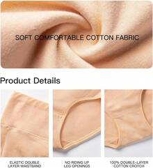 Women's Cotton High Waist Tummy Control Panties Jacquard Ladies Panty Multipack - Comfort - 三角褲 01 - 8 條裝 - 多種顏色 - 查看 4