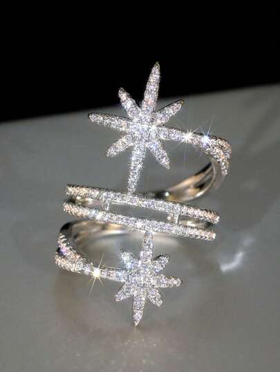 1 件迷人方晶锆石戒指，适合女士结婚订婚周年派对珠宝情人节礼物