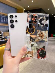 1 件卡通猫透明柔软 TPU 防刮防指纹防震手机壳，精确相机切口兼容三星、Nothing、Apple、Pixel、INFINIX、Redmi - 無色 - 查看 4