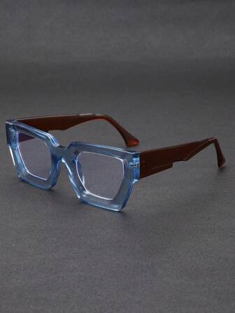1 Pair Unisex Classic Retro Square Geometric Frame Clear Lens Glasses, Suitable For Computer, Reading, Office