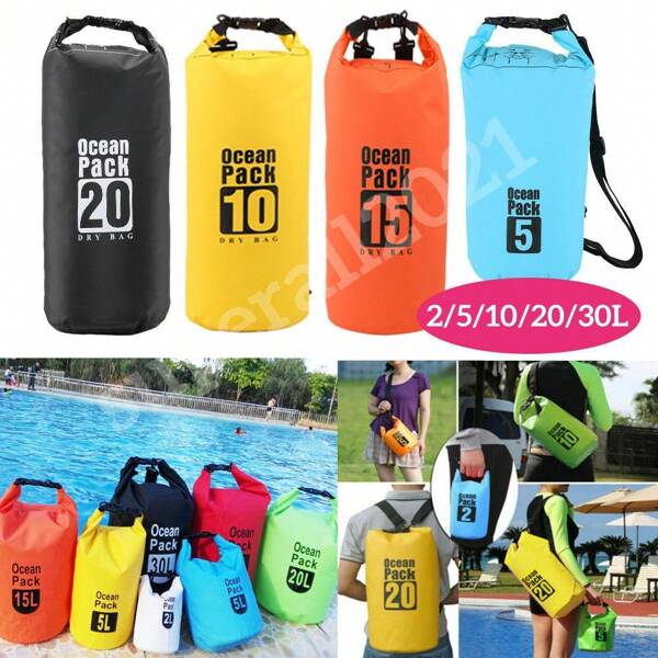 2L 5L 10L 20L 30L Tragbare Outdoor Wasserdichte Tasche, Beliebter Verkaufsschlager Grenzüberschreitend PVC Wasserdichte Umhängetasche/Rucksack, Große Kapazität Outdoor Wasserdichte Tasche für Tauchen, Rafting, Schwimmen, Strand