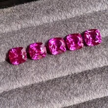 100% Purplish Red Sapphire Loose Cushion Cut Gemstone For Charms Advanced Jewelry Making Materials DIY - Purple - View 3
