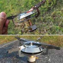 Portable Mini Camping Gas Stoves, Camping Picnic Cooker Burner With Storage Bag - Silver - View 3