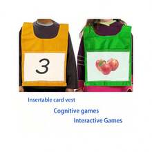 BELLKIDS 儿童训练背心，4种颜色可选，可作练习背心、卡片插入式游戏背心、训练围兜、体育课围兜、团队比赛背心、口袋背心、认知游戏工具、教学辅助工具、互动学习用品，适用于家庭、教室、户外、派对游戏、返校季等场合。 - 彩色 - 查看 8