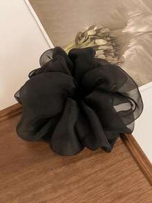 1pc French Mesh Big Scrunchie, High-End Hair Tie For Ponytail, Chiffon Extra Large Foam Hair Scrunchies, Suitable For Daily Styling, Dates, Gatherings, Photos, Spring/Summer Outfits Accessories Head Accessories