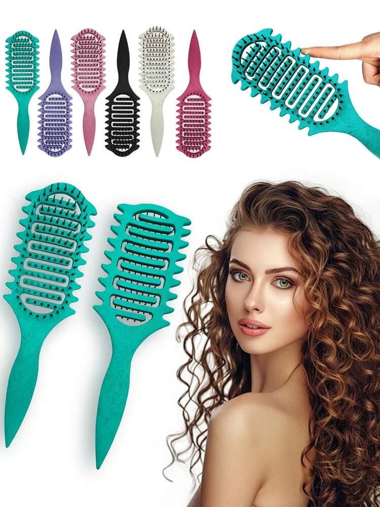 Portable Curly Hair Styling Brush – Nylon Bristles, Detangling & Volumizing Comb For All Hair Types - Multicolor - View 1