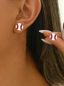 3 pièces/set Casquette de baseball vintage, boucles d'oreilles en forme de casque et de gant pour femmes, accessoires de boucles d'oreilles en bois de sport