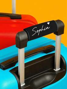 Custom Name Luggage Handle Wrap, Personalized Suitcase Handle Wraps With Text, Customizable Luggage Wraps For Suitcase, 14x15cm, Orange/Red/Blue/Yellow/Rose Red/Black/Green, Luggage Wrap, Mother'S Day Gift, Easter Gift, Valentine'S Day Gift, Birthday Gift - Multicolor - View 2