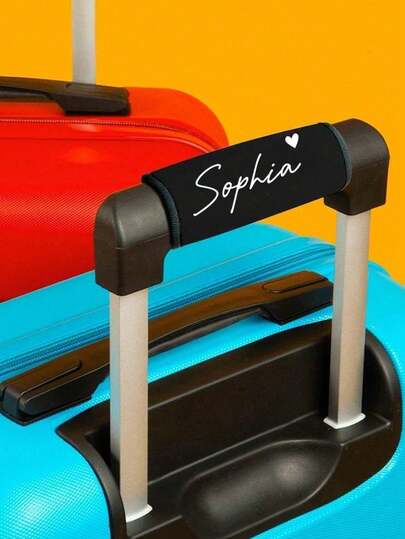 Custom Name Luggage Handle Wrap, Personalized Suitcase Handle Wraps With Text, Customizable Luggage Wraps For Suitcase, 14x15cm, Orange/Red/Blue/Yellow/Rose Red/Black/Green, Luggage Wrap, Mother'S Day Gift, Easter Gift, Valentine'S Day Gift, Birthday Gift