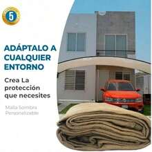 MPQ Mallas Sombra Toldo Raschel 90 4x3m Beige Cinta Refuerzo y Ojillo Protección UV Polietileno HDPE Alta Densidad Perfecto para Jardín Exteriores VelaResistente al Sol y al Desgaste - Beis - Ver 3