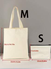 10个/1个帆布手提袋，时尚可重复使用购物袋，手提袋，大容量帆布单肩包，手提袋，米色帆布包，可折叠可重复使用布质手提袋，手绘帆布包，简约大号学生书包，单肩包，包 - 白色 - 查看 11