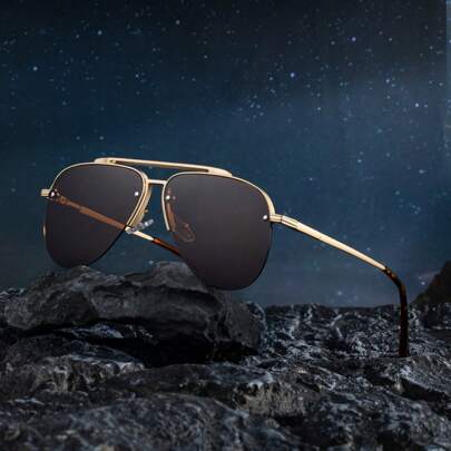 1 paire de lunettes de mode aviateur, nouveau style décontracté rétro élégant, lunettes de protection UV unisexes pour la conduite et usage extérieur
