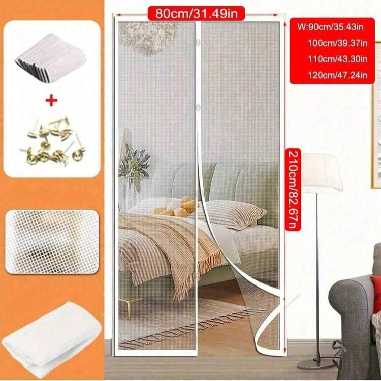 AIYYIPA 1 件磁性蚊帐门帘，夏季升级防风纱窗，无需钻孔，网状窗帘 - 防虫透气，经典设计，适用于卧室、客厅、房车门窗，含胶带！室内/室外均可使用，蚊帐 - 彩色 - 查看 10