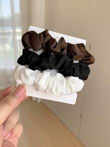 1pc/4pcs Solid Color Soft Scrunchies, Elastic Hair Ties, Ponytail Holders, Versatile, Won't Damage Hair, Black, Coffee, Mauve Color, Elegant French Hair Accessories, Hair Accessory, Hair Accessories, Scrunchy Hair Ties, Casual Makeup Home Gym Woman Accessories Head Accessories Elastic Band - Multicolor - View 18