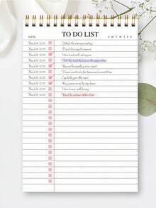 Trees 1本无日期待办事项笔记本/每日计划本/日程安排本/螺旋装订任务清单/日程本，提升效率，8.5英寸 x 5.5英寸，100克纸张