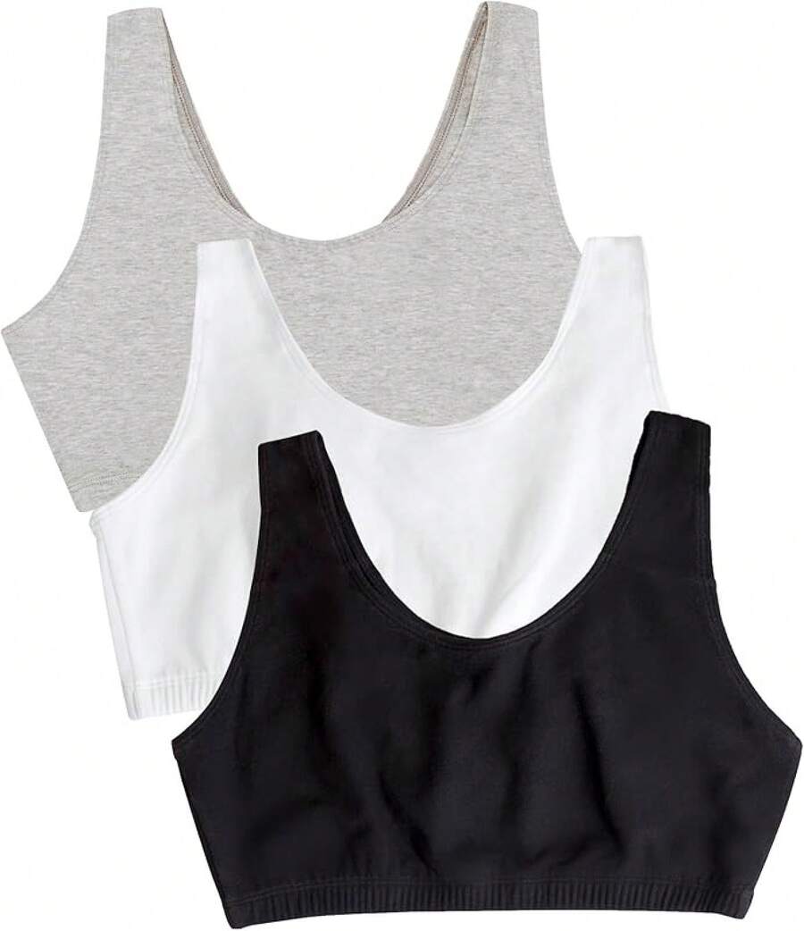 Women's Built Tank Style Sports Bra Value Pack Push Up Bras - Black/White/Heather Grey/Black/White/Heather Grey 6-pack - View 1