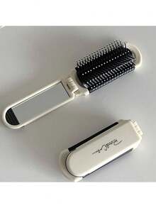 1 件可折叠梳子镜子，便携式气囊垫按摩梳发刷，乳白色，返校，旅行度假必需品，女士发饰 - 白色 - 查看 5