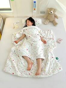 1 件装加厚腹部保暖防踢毯袋，卡通恐龙印花双面多功能幼儿睡袋，适合身高 100 厘米/120 厘米/150 厘米以下