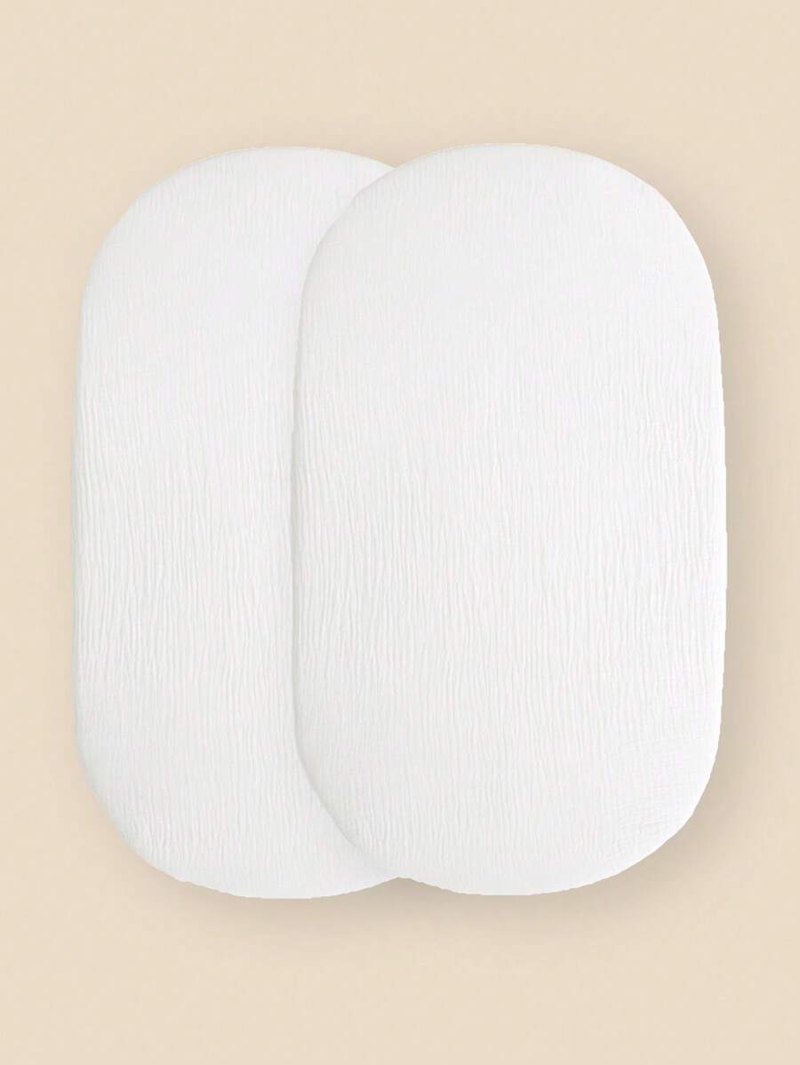 2 Packs Changing Pad Cover/Fitted Bassinet Sheets For Girls Boys, Ultra Soft Breathable , Baby Diaper Change Table Pad Covers/Breathable Baby Bassinet Sheets Fit For Baby Bassinets, Cradle, Moses Basket Oval Rectangle Pad/Mattress - White - View 1
