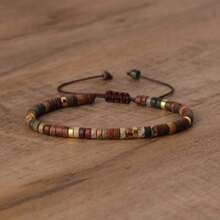 1 Pc Picasso Jasper Bead Bracelet, Adjustable High Quality, Minimalist Bracelet, Natural Stone Bracelet, Dainty Bracelet - Picasso - Xem 7