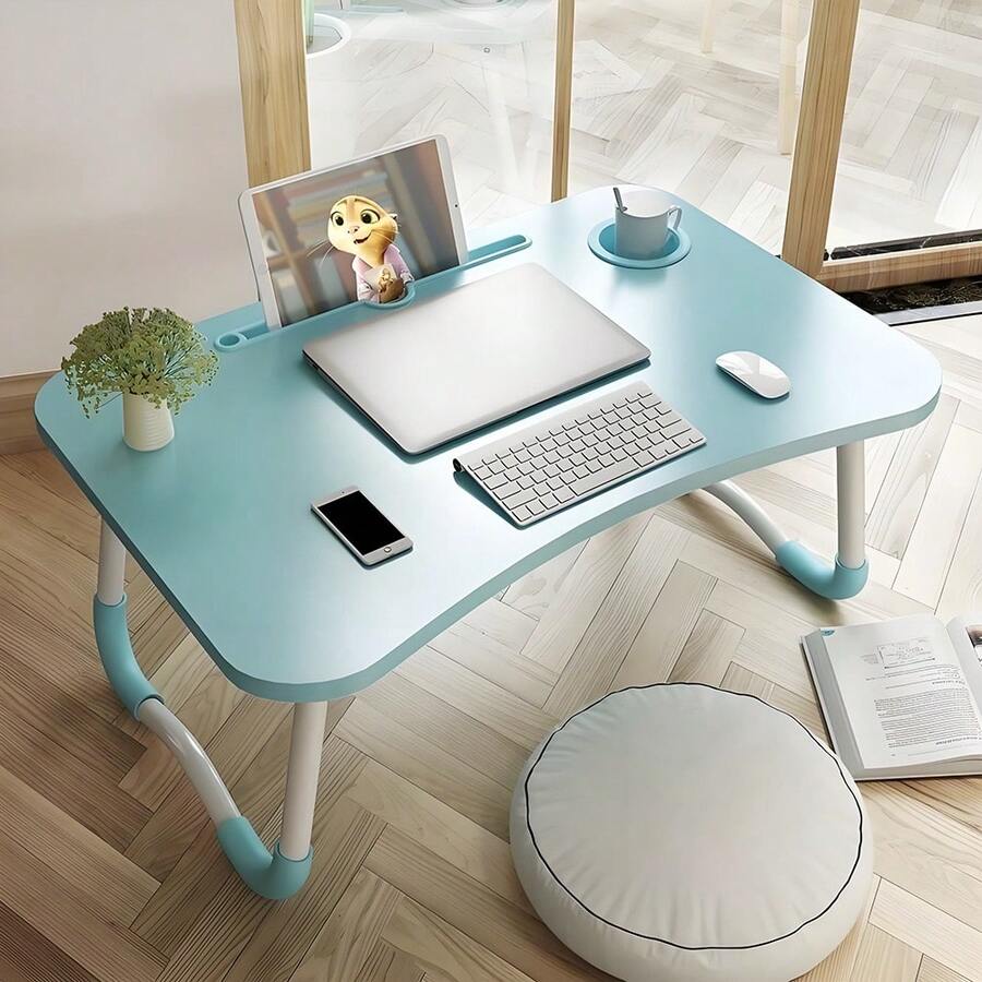 Lap Desk For Laptop Bed Trays For Eating And Laptops Bed Desk Bed Table Tray Stand With Cup Holder/Drawer Lap Tray Breakfast In Bed Tray For Sofa/Couch/Writing On Low Sitting Floor Large Portable - Màu xanh lam - Xem 1