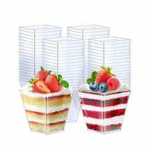 100 个慕斯杯 + 100 个勺子：甜点勺和杯子，适用于派对、冰淇淋、糖果、生日、婚礼和节日聚会 - 仅可手洗