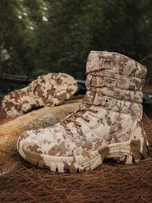 Botas de senderismo de alta calidad, diseño nuevo de 2025 para tallas grandes, zapatos antideslizantes para trekking, botas militares para entrenamiento de combate, zapatos camuflados, botas altas para hombre para otoño/invierno, zapatos de senderismo para hombre, zapatos casuales para deportes al aire libre, botas altas, zapatos negros, zapatos grises, zapatos caqui, zapatos marrones, botas de montar para hombre, adecuados para clima frío de otoño/invierno, tallas del 39 al 47 (patrón asimétrico) - Arena de camuflaje - Ver 4